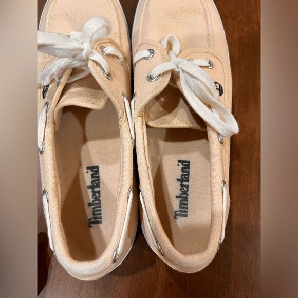 Timberland Beige Canvas Boat Shoes Moc Toe Lace Up Casual Sneakers Men\'s Sz 10.5 main image 9